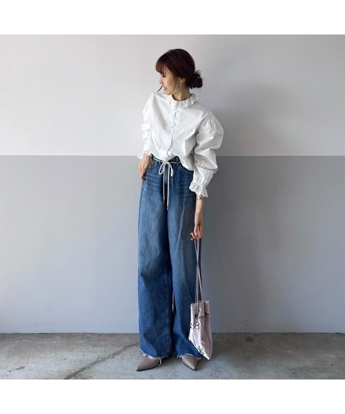 Flugge（フラッジー）の「ロープベルトSETワイドデニム（デニムパンツ・レディース・ブルー・SMALL）」の13枚目の写真