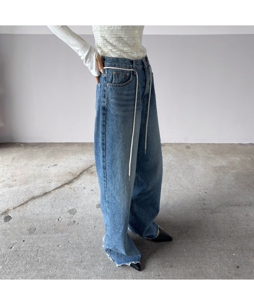 Flugge（フラッジー）の「ロープベルトSETワイドデニム（デニムパンツ・レディース・ブルー・SMALL）」の14枚目の写真