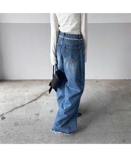 Flugge（フラッジー）の「ロープベルトSETワイドデニム（デニムパンツ・レディース・ブルー・SMALL）」の15枚目の写真