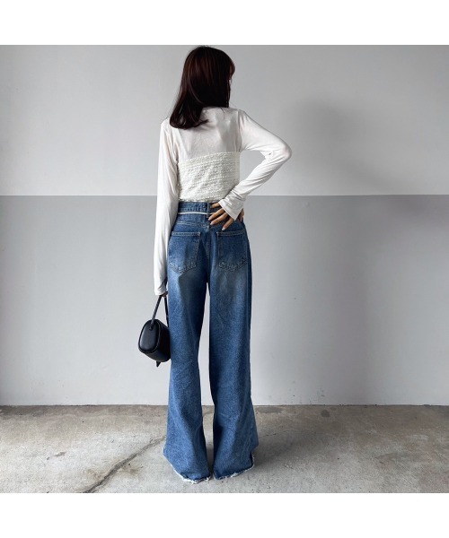 Flugge（フラッジー）の「ロープベルトSETワイドデニム（デニムパンツ・レディース・ブルー・SMALL）」の17枚目の写真