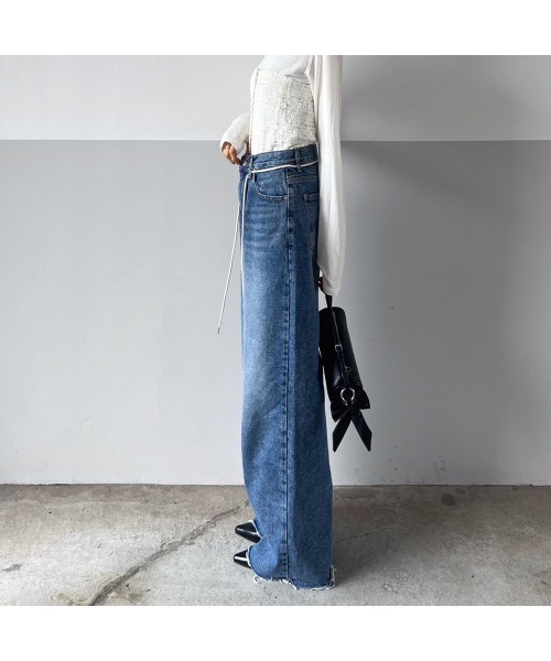 Flugge（フラッジー）の「ロープベルトSETワイドデニム（デニムパンツ・レディース・ブルー・SMALL）」の18枚目の写真