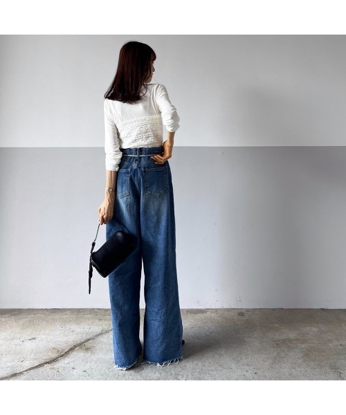 Flugge（フラッジー）の「ロープベルトSETワイドデニム（デニムパンツ・レディース・ブルー・SMALL）」の19枚目の写真