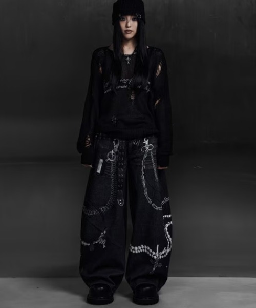 ROSEN KREUZ(ローゼンクロイツ)の「【Rosen Kreuz】3D RELIC ARCHIVE TROUSERS / 【ローゼンクロイツ】3Dプリントバギーパンツ(デニムパンツ・メンズ・ブラック/ブルー・03/02)」の10枚目の写真