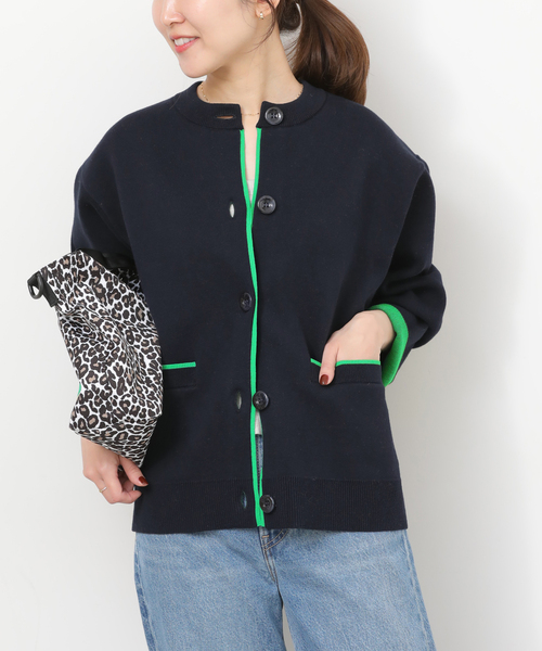 JOURNAL STANDARD relume(ジャーナルスタンダード レリューム)の「《WEB限定追加2》ダブルニットコントラストカーディガン(カーディガン/ボレロ・レディース・グレー/ネイビー・FREE)」の14枚目の写真