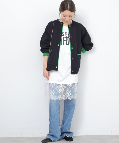 WEB限定追加2》ダブルニットコントラストカーディガン（カーディガン