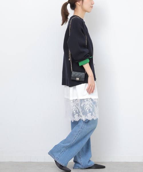 WEB限定追加2》ダブルニットコントラストカーディガン（カーディガン