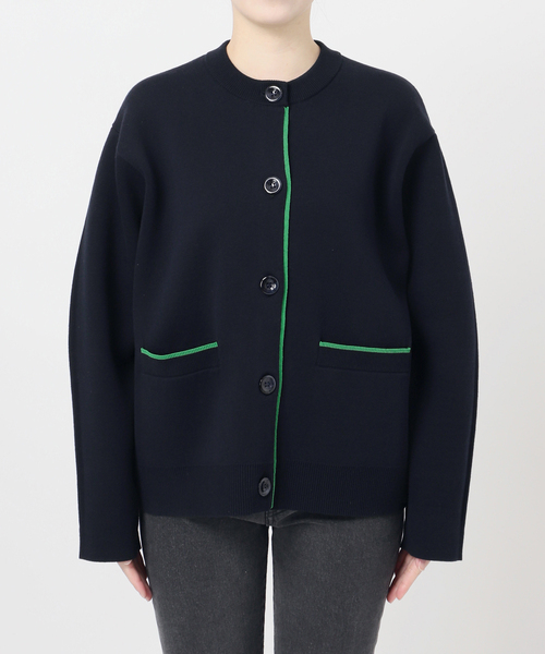 WEB限定追加2》ダブルニットコントラストカーディガン（カーディガン