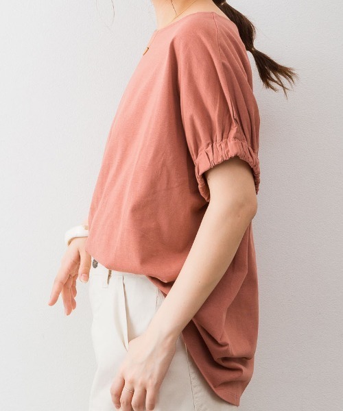 aity(アイティ)の「M-5L 前後2way ギャザースリーブTシャツ(Tシャツ/カットソー・レディース・ブラック/ホワイト/グレイッシュベージュ/ピンク系・4L~5L/LL~3L/M~L)」の22枚目の写真