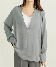 nissen | 深Ｖネックビッグシルエットスキッパーシャツ(シャツ/ブラウス)