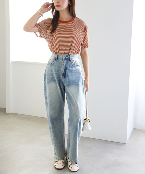 Viola e Viola(ヴィオラエヴィオラ)の「程よい透け感シアーTシャツ(Tシャツ/カットソー・レディース・オフホワイト/ブラック/ブラック系1/ベージュ系その他/レッド系その他・LL/L/M)」の10枚目の写真
