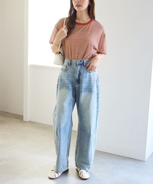 Viola e Viola(ヴィオラエヴィオラ)の「程よい透け感シアーTシャツ(Tシャツ/カットソー・レディース・オフホワイト/ブラック/ブラック系1/ベージュ系その他/レッド系その他・LL/L/M)」の11枚目の写真
