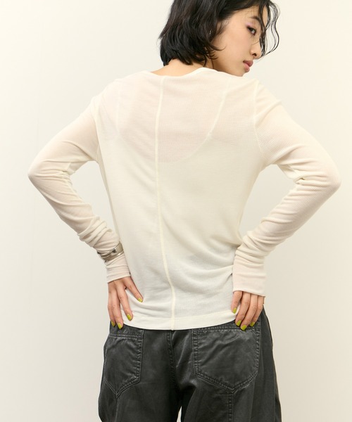 ADAM ET ROPE'(アダムエロペ)の「リブコンビロンT(Tシャツ/カットソー・レディース・ホワイト/レッド/ブラック・FREE)」の1枚目の写真
