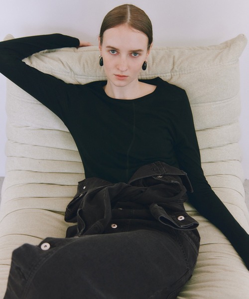 ADAM ET ROPE'(アダムエロペ)の「リブコンビロンT(Tシャツ/カットソー・レディース・ホワイト/レッド/ブラック・FREE)」の2枚目の写真