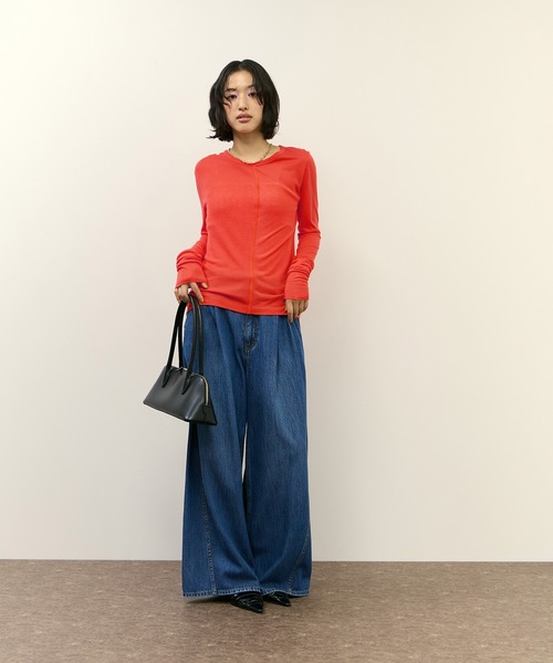 ADAM ET ROPE'(アダムエロペ)の「リブコンビロンT(Tシャツ/カットソー・レディース・ホワイト/レッド/ブラック・FREE)」の5枚目の写真