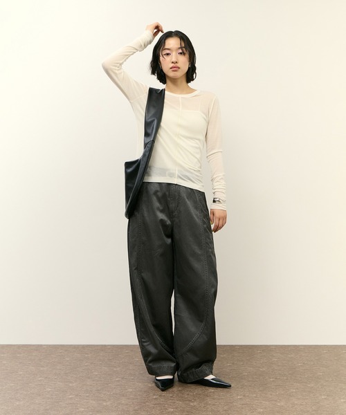 ADAM ET ROPE'(アダムエロペ)の「リブコンビロンT(Tシャツ/カットソー・レディース・ホワイト/レッド/ブラック・FREE)」の6枚目の写真