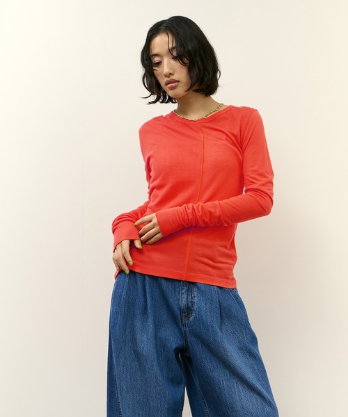 ADAM ET ROPE'(アダムエロペ)の「リブコンビロンT(Tシャツ/カットソー・レディース・ホワイト/レッド/ブラック・FREE)」の11枚目の写真