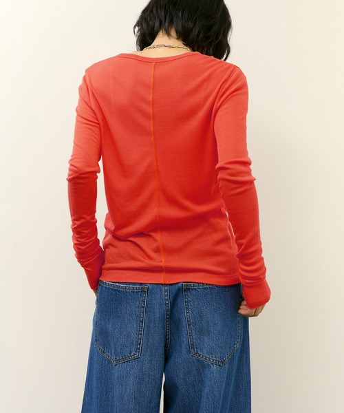 ADAM ET ROPE'(アダムエロペ)の「リブコンビロンT(Tシャツ/カットソー・レディース・ホワイト/レッド/ブラック・FREE)」の13枚目の写真