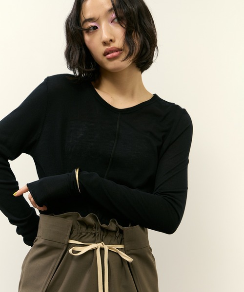 ADAM ET ROPE'(アダムエロペ)の「リブコンビロンT(Tシャツ/カットソー・レディース・ホワイト/レッド/ブラック・FREE)」の15枚目の写真