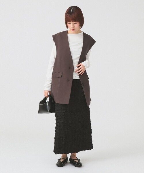 Ray BEAMS（レイビームス）の「ストレッチ ジャカード タイト スカート（スカート・レディース・ブラック/ダークブラウン・ONE SIZE）」の3枚目の写真