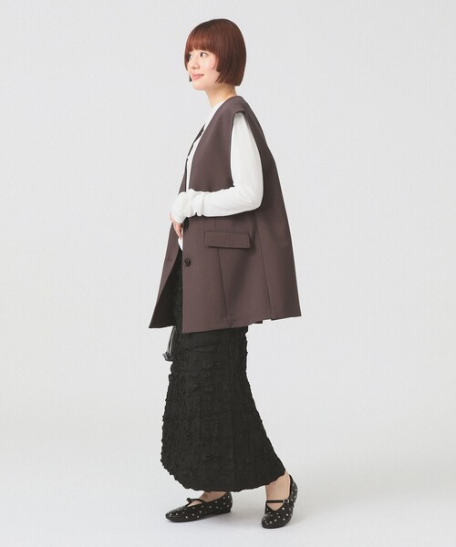 Ray BEAMS（レイビームス）の「ストレッチ ジャカード タイト スカート（スカート・レディース・ブラック/ダークブラウン・ONE SIZE）」の4枚目の写真