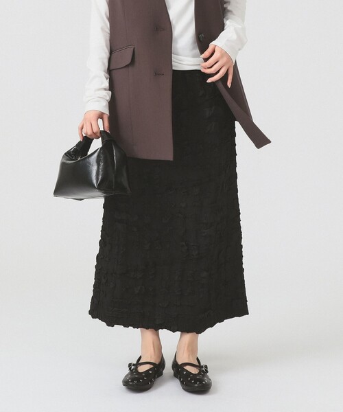 Ray BEAMS（レイビームス）の「ストレッチ ジャカード タイト スカート（スカート・レディース・ブラック/ダークブラウン・ONE SIZE）」の6枚目の写真