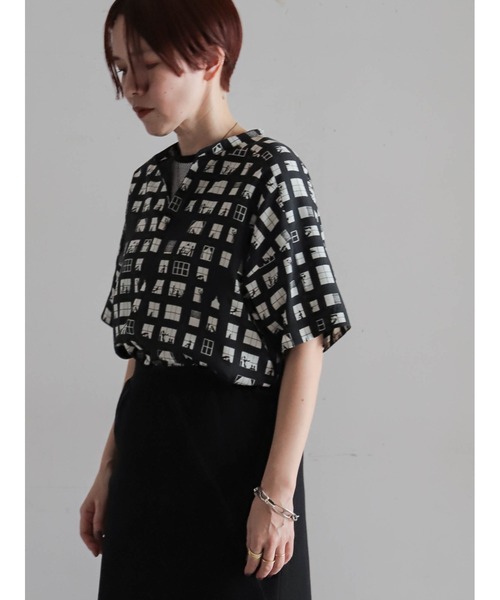 FIL DE FER（フィルデフェール）の「【予約】ウィンドウプリント　スタンドネックブラウス（シャツ/ブラウス・レディース・ブラック・FREE）」の14枚目の写真