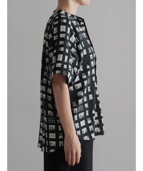 FIL DE FER（フィルデフェール）の「【予約】ウィンドウプリント　スタンドネックブラウス（シャツ/ブラウス・レディース・ブラック・FREE）」の9枚目の写真