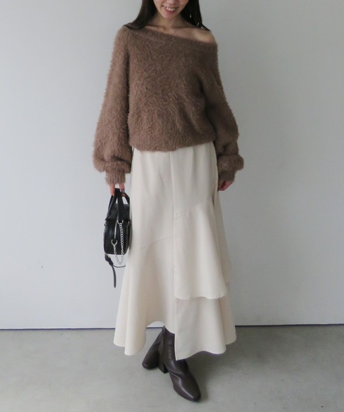 archives（アルシーヴ）の「アシメラッフルティアードスカート／（スカート・レディース・アイボリー/ブラック/ブラウン・SMALL/MEDIUM）」の8枚目の写真