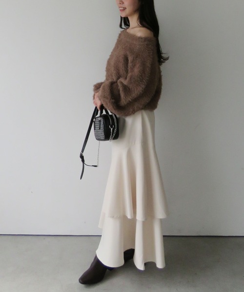 archives（アルシーヴ）の「アシメラッフルティアードスカート／（スカート・レディース・アイボリー/ブラック/ブラウン・SMALL/MEDIUM）」の9枚目の写真