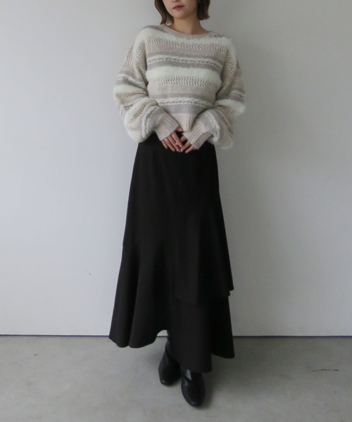 archives（アルシーヴ）の「アシメラッフルティアードスカート／（スカート・レディース・アイボリー/ブラック/ブラウン・SMALL/MEDIUM）」の16枚目の写真