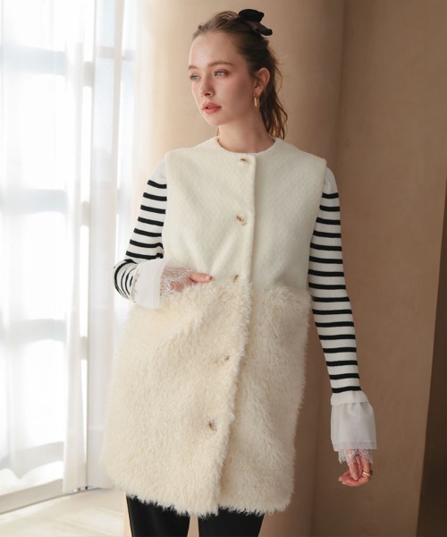 DONOBAN(ドノバン)の「ドッキングファージレ(ベスト・レディース・ホワイト/ブラック・ONE SIZE)」の2枚目の写真