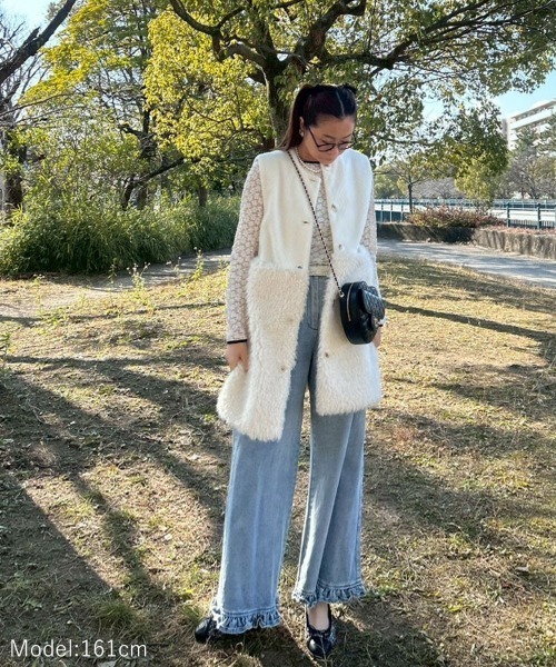 DONOBAN(ドノバン)の「ドッキングファージレ(ベスト・レディース・ホワイト/ブラック・ONE SIZE)」の4枚目の写真