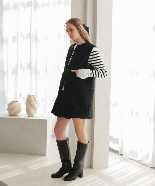 DONOBAN(ドノバン)の「ドッキングファージレ(ベスト・レディース・ホワイト/ブラック・ONE SIZE)」の11枚目の写真