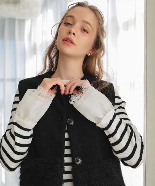 DONOBAN(ドノバン)の「ドッキングファージレ(ベスト・レディース・ホワイト/ブラック・ONE SIZE)」の13枚目の写真