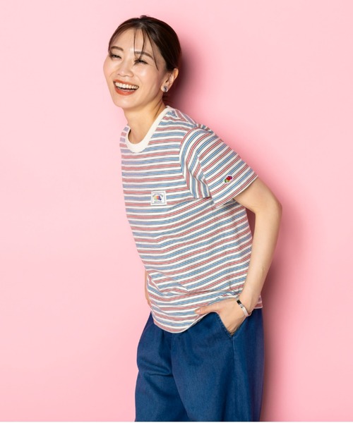 FRUIT OF THE LOOM(フルーツオブザルーム)の「【FRUIT OFTHE LOOM×UNDOVE】別注 綿100%カジュアルボーダーTシャツ (フルーツオブザルーム/FTL/フルーツ柄/フルーツロゴ/ランダムボーダー/ピスネームロゴ/ストレッチ/)(Tシャツ/カットソー・レディース・イエロー系その他/アイボリー系・MEDIUM/LARGE/X-LARGE)」の5枚目の写真