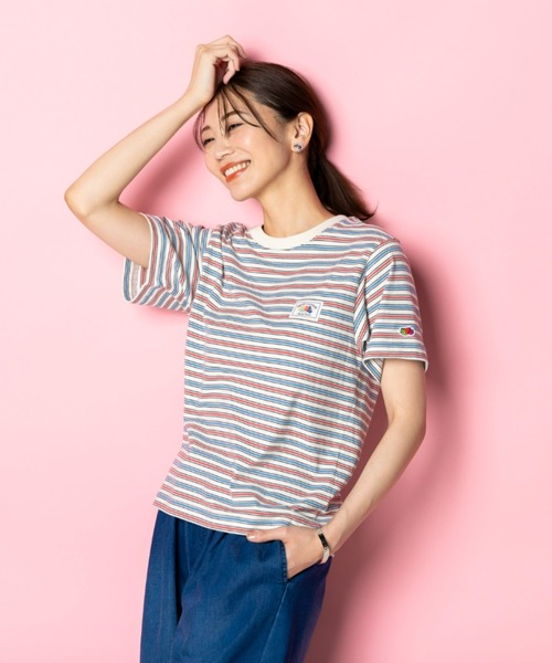 FRUIT OF THE LOOM(フルーツオブザルーム)の「【FRUIT OFTHE LOOM×UNDOVE】別注 綿100%カジュアルボーダーTシャツ (フルーツオブザルーム/FTL/フルーツ柄/フルーツロゴ/ランダムボーダー/ピスネームロゴ/ストレッチ/)(Tシャツ/カットソー・レディース・イエロー系その他/アイボリー系・MEDIUM/LARGE/X-LARGE)」の9枚目の写真