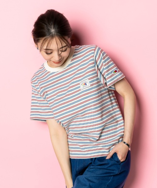FRUIT OF THE LOOM(フルーツオブザルーム)の「【FRUIT OFTHE LOOM×UNDOVE】別注 綿100%カジュアルボーダーTシャツ (フルーツオブザルーム/FTL/フルーツ柄/フルーツロゴ/ランダムボーダー/ピスネームロゴ/ストレッチ/)(Tシャツ/カットソー・レディース・イエロー系その他/アイボリー系・MEDIUM/LARGE/X-LARGE)」の10枚目の写真