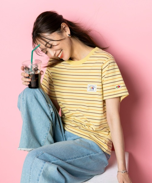 FRUIT OF THE LOOM(フルーツオブザルーム)の「【FRUIT OFTHE LOOM×UNDOVE】別注 綿100%カジュアルボーダーTシャツ (フルーツオブザルーム/FTL/フルーツ柄/フルーツロゴ/ランダムボーダー/ピスネームロゴ/ストレッチ/)(Tシャツ/カットソー・レディース・イエロー系その他/アイボリー系・MEDIUM/LARGE/X-LARGE)」の11枚目の写真