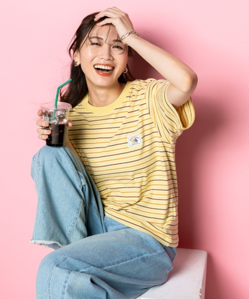 FRUIT OF THE LOOM(フルーツオブザルーム)の「【FRUIT OFTHE LOOM×UNDOVE】別注 綿100%カジュアルボーダーTシャツ (フルーツオブザルーム/FTL/フルーツ柄/フルーツロゴ/ランダムボーダー/ピスネームロゴ/ストレッチ/)(Tシャツ/カットソー・レディース・イエロー系その他/アイボリー系・MEDIUM/LARGE/X-LARGE)」の13枚目の写真
