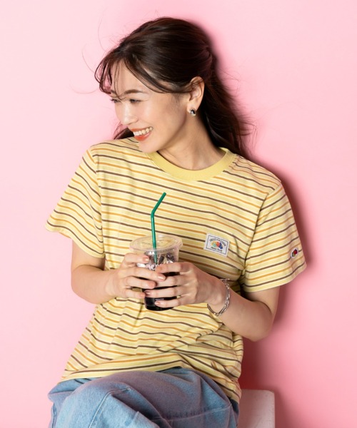 FRUIT OF THE LOOM(フルーツオブザルーム)の「【FRUIT OFTHE LOOM×UNDOVE】別注 綿100%カジュアルボーダーTシャツ (フルーツオブザルーム/FTL/フルーツ柄/フルーツロゴ/ランダムボーダー/ピスネームロゴ/ストレッチ/)(Tシャツ/カットソー・レディース・イエロー系その他/アイボリー系・MEDIUM/LARGE/X-LARGE)」の14枚目の写真