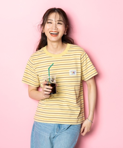 FRUIT OF THE LOOM(フルーツオブザルーム)の「【FRUIT OFTHE LOOM×UNDOVE】別注 綿100%カジュアルボーダーTシャツ (フルーツオブザルーム/FTL/フルーツ柄/フルーツロゴ/ランダムボーダー/ピスネームロゴ/ストレッチ/)(Tシャツ/カットソー・レディース・イエロー系その他/アイボリー系・MEDIUM/LARGE/X-LARGE)」の6枚目の写真