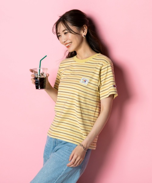 FRUIT OF THE LOOM(フルーツオブザルーム)の「【FRUIT OFTHE LOOM×UNDOVE】別注 綿100%カジュアルボーダーTシャツ (フルーツオブザルーム/FTL/フルーツ柄/フルーツロゴ/ランダムボーダー/ピスネームロゴ/ストレッチ/)(Tシャツ/カットソー・レディース・イエロー系その他/アイボリー系・MEDIUM/LARGE/X-LARGE)」の7枚目の写真