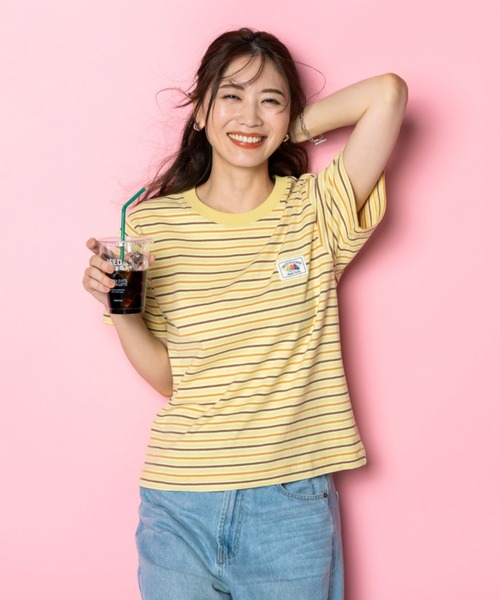 FRUIT OF THE LOOM(フルーツオブザルーム)の「【FRUIT OFTHE LOOM×UNDOVE】別注 綿100%カジュアルボーダーTシャツ (フルーツオブザルーム/FTL/フルーツ柄/フルーツロゴ/ランダムボーダー/ピスネームロゴ/ストレッチ/)(Tシャツ/カットソー・レディース・イエロー系その他/アイボリー系・MEDIUM/LARGE/X-LARGE)」の8枚目の写真