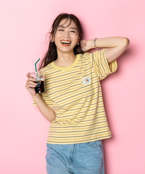 FRUIT OF THE LOOM(フルーツオブザルーム)の「【FRUIT OFTHE LOOM×UNDOVE】別注 綿100%カジュアルボーダーTシャツ (フルーツオブザルーム/FTL/フルーツ柄/フルーツロゴ/ランダムボーダー/ピスネームロゴ/ストレッチ/)(Tシャツ/カットソー・レディース・イエロー系その他/アイボリー系・MEDIUM/LARGE/X-LARGE)」の15枚目の写真