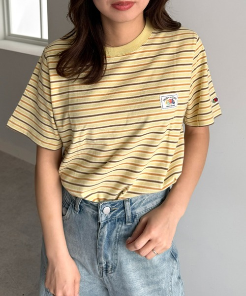 FRUIT OF THE LOOM(フルーツオブザルーム)の「【FRUIT OFTHE LOOM×UNDOVE】別注 綿100%カジュアルボーダーTシャツ (フルーツオブザルーム/FTL/フルーツ柄/フルーツロゴ/ランダムボーダー/ピスネームロゴ/ストレッチ/)(Tシャツ/カットソー・レディース・イエロー系その他/アイボリー系・MEDIUM/LARGE/X-LARGE)」の22枚目の写真