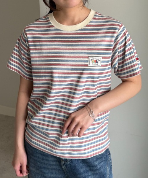 FRUIT OF THE LOOM(フルーツオブザルーム)の「【FRUIT OFTHE LOOM×UNDOVE】別注 綿100%カジュアルボーダーTシャツ (フルーツオブザルーム/FTL/フルーツ柄/フルーツロゴ/ランダムボーダー/ピスネームロゴ/ストレッチ/)(Tシャツ/カットソー・レディース・イエロー系その他/アイボリー系・MEDIUM/LARGE/X-LARGE)」の20枚目の写真