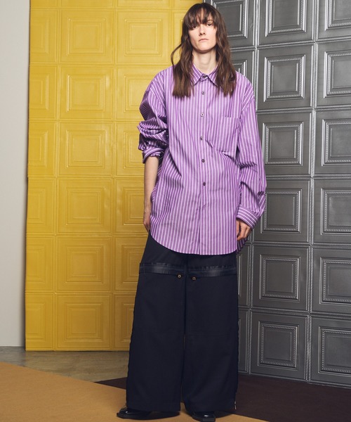 MAISON SPECIAL（メゾンスペシャル）の「《UNISEX》【Italian Dead Stock Fabric】Prime-Over Maxi Regular Collar Long Sleeve Shirts Coat/【イタリアンデッドストックファブリック】プライムオーバーマキシレギュラーカラーロングスリーブシャツコート【MAISON SPECIAL/メゾンスペシャル】（シャツ/ブラウス・メンズ・ホワイト/ライトブルー/ブルー/パープル・1/0/2）」の12枚目の写真