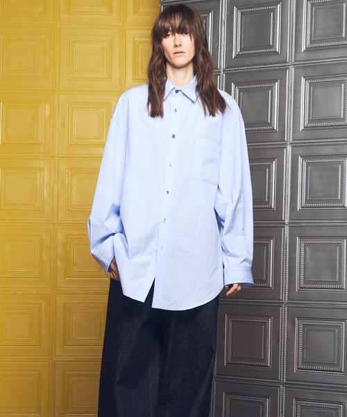 MAISON SPECIAL（メゾンスペシャル）の「《UNISEX》【Italian Dead Stock Fabric】Prime-Over Maxi Regular Collar Long Sleeve Shirts Coat/【イタリアンデッドストックファブリック】プライムオーバーマキシレギュラーカラーロングスリーブシャツコート【MAISON SPECIAL/メゾンスペシャル】（シャツ/ブラウス・メンズ・ホワイト/ライトブルー/ブルー/パープル・1/0/2）」の20枚目の写真