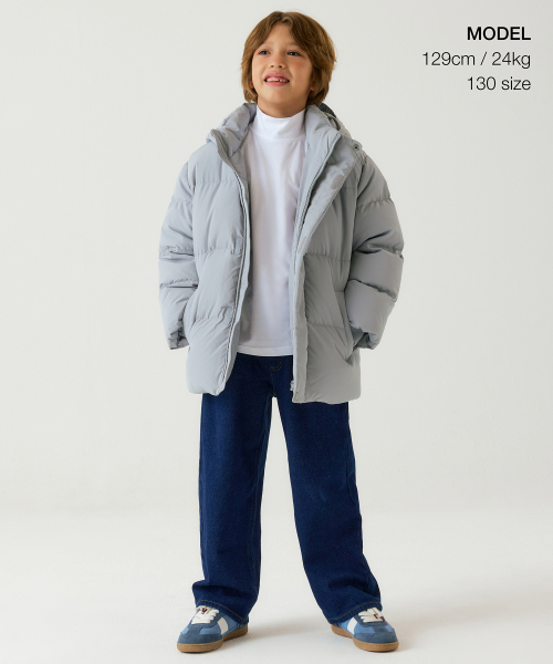 MUSINSA STANDARD KIDS（ムシンサスタンダードキッズ）の「フードパーカーダウンプファーショートパディングジャケット[ライトグレー]（ブルゾン・レディース・その他・100/110/120/130/140/150/160）」の13枚目の写真