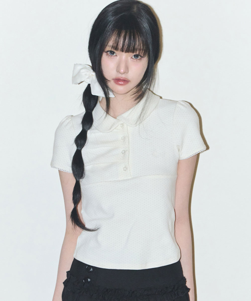 セール】ドットピンタックカラーTアイボリー（Tシャツ/カットソー